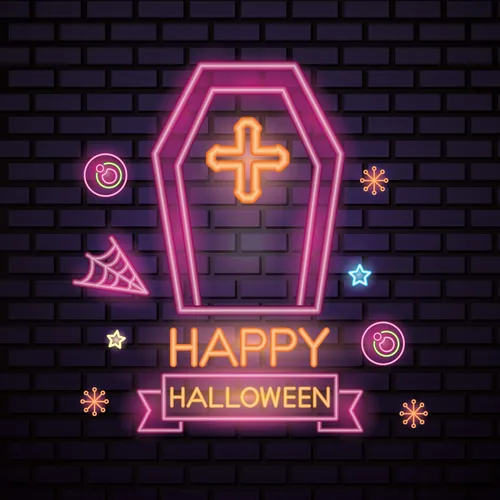 Pink Halloween Coffin Cross Neon Sign - Custom Hats Now