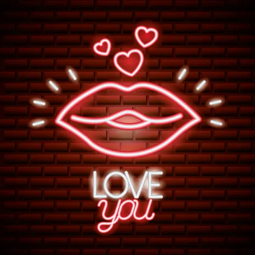 Lips with Love You Neon Sign - Custom Hats Now