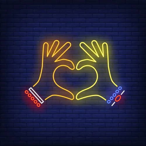 Woman Hands Heart Gesture Neon Sign - Custom Hats Now