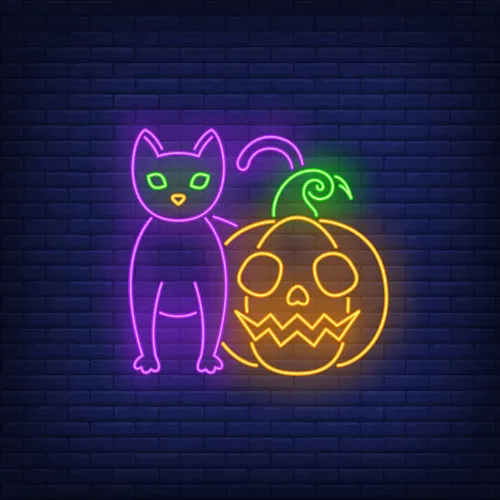 Scary Pumpkin Cat Neon Sign - Custom Hats Now