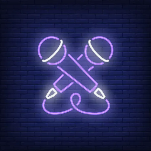 Crossed Microphone Neon Sign - Custom Hats Now