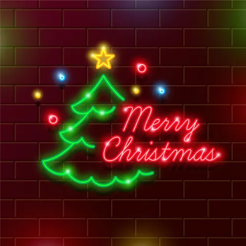 Tree Merry Christmas Neon Sign - Custom Hats Now