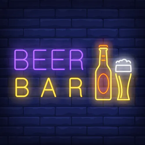 Beer & Bar with Bottle & Glass Neon - Custom Hats Now