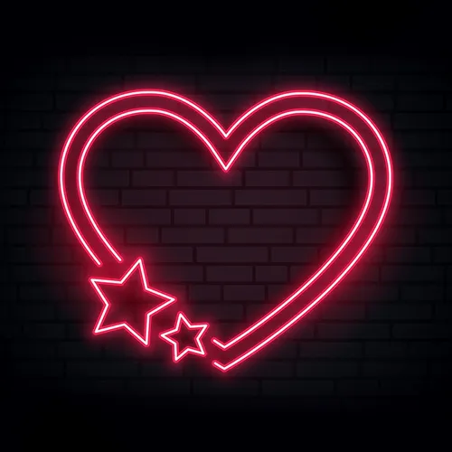 Red Love Heart Star Neon Sign - Custom Hats Now