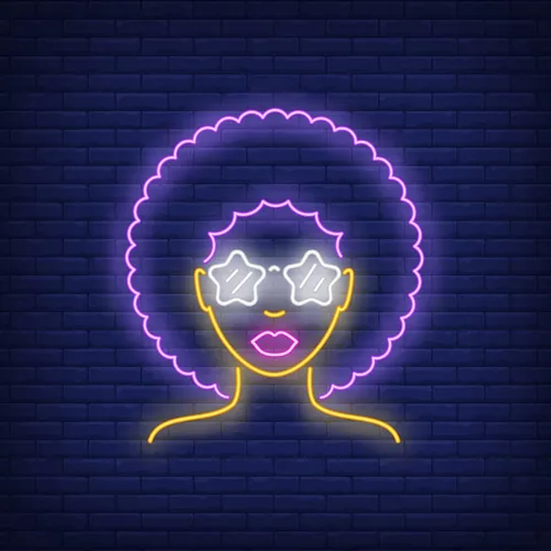Afro Retro Girl Neon Sign - Custom Hats Now