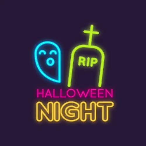 RIP Ghost Halloween Night Neon Sign - Custom Hats Now