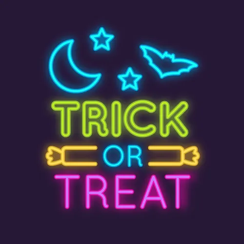 Trick Or Treat Neon Sign - Custom Hats Now