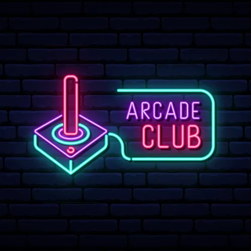 Retro Joystick Arcade Club Neon Sign - Custom Hats Now