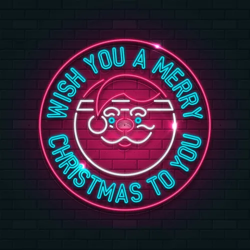 Circle Santa Christmas Neon Sign - Custom Hats Now