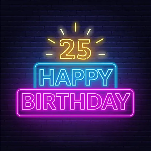 25th Happy Birthday Neon Sign - Custom Hats Now