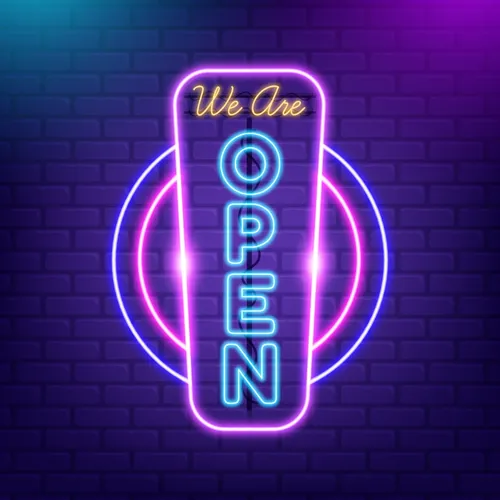 We are Open Vertical Neon Sign - Custom Hats Now
