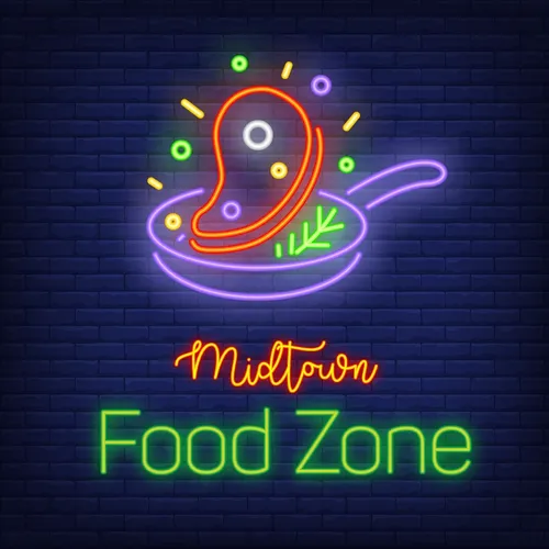 Midtown Food Zone Neon Sign - Custom Hats Now
