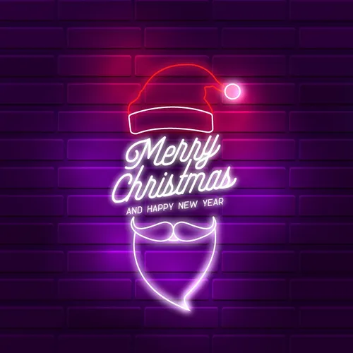 Santa Greeting Merry Christmas and New Year Neon Sign - Custom Hats Now