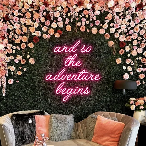 And So The Adventure Begins Neon Sign - Custom Hats Now