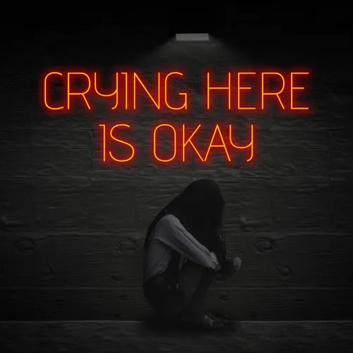 Crying Here Is Okay Neon Sign - Custom Hats Now