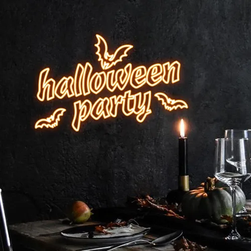 Halloween Night Typography Neon Sign - Custom Hats Now