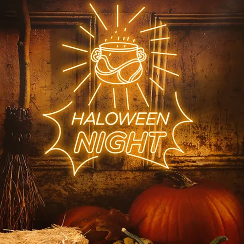 Halloween Night Neon Sign - Custom Hats Now