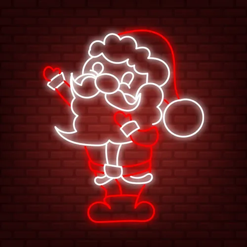 Red White Santa Neon Sign - Custom Hats Now