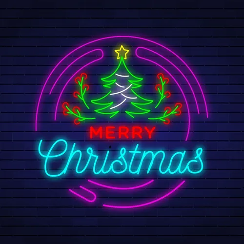 Merry Christmas Flower Tree Neon Sign - Custom Hats Now