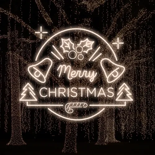 Merry Christmas Bell and Tree Neon Sign - Custom Hats Now