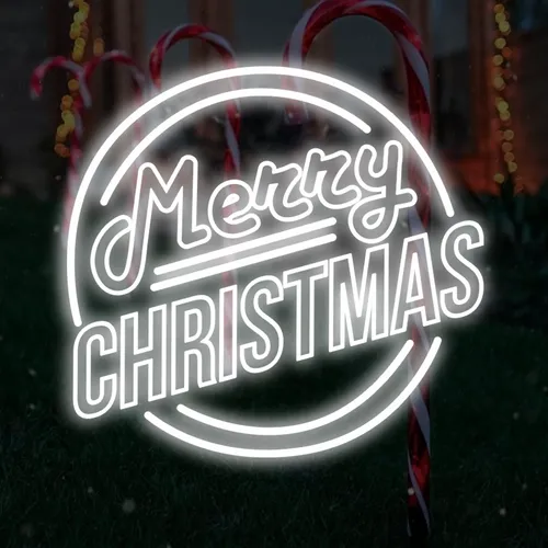 Merry Christmas Double Circle Text Neon Sign - Custom Hats Now