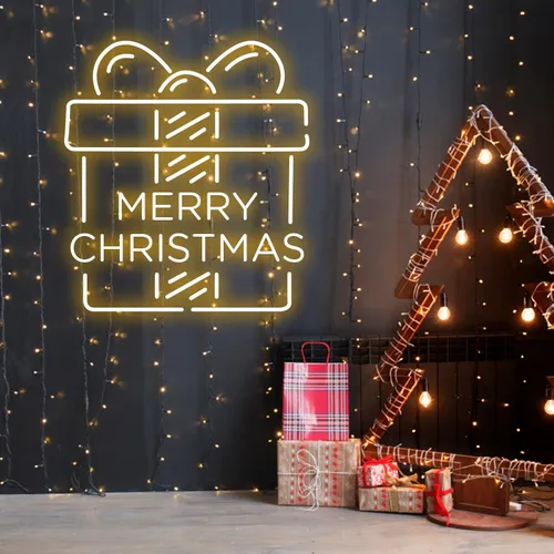 Merry Christmas Gift Neon Sign - Custom Hats Now