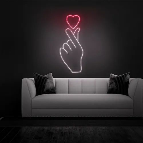 Finger Heart Neon Sign - Custom Hats Now