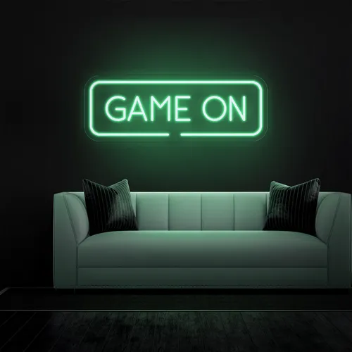 GAME ON Greeny Neon Sign - Custom Hats Now