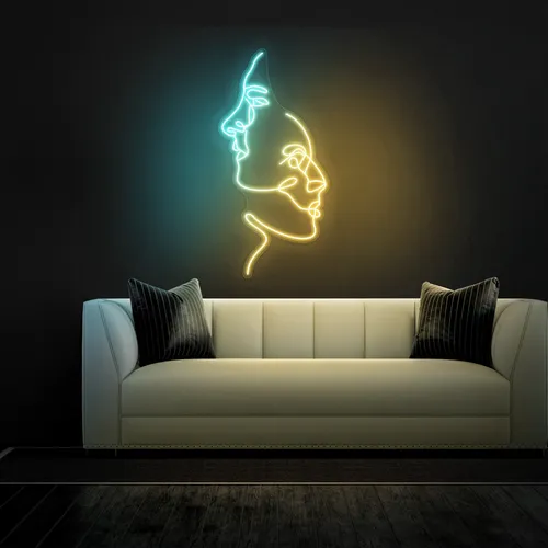 TWO FACE Graphic Neon Sign - Custom Hats Now