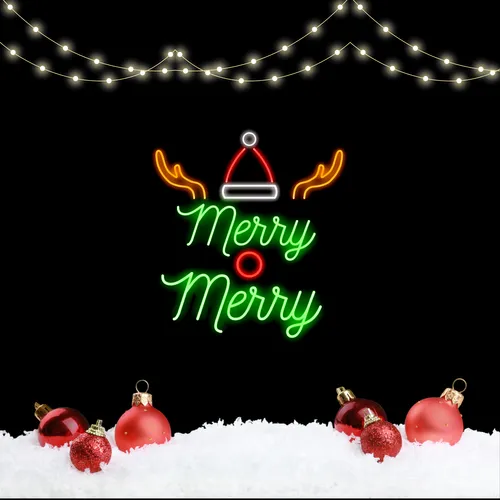 Merry Merry Deer Neon Sign - Custom Hats Now