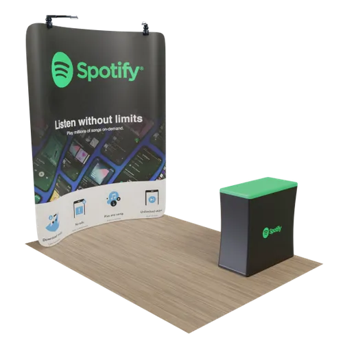 Custom Curved Zip Up Trade Show Display Backdrop Booth Stand 8' x 8' - Custom Hats Now