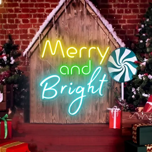 Merry & Bright Neon Sign - Custom Hats Now