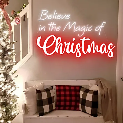 Believe in the Magic of Christmas Neon Sign - Custom Hats Now