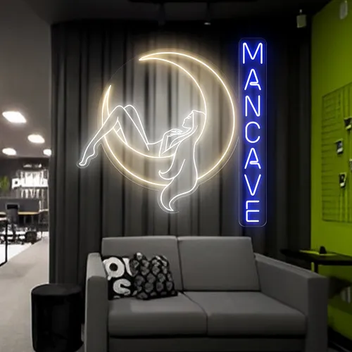 Moon Woman Mancave Neon Sign - Custom Hats Now