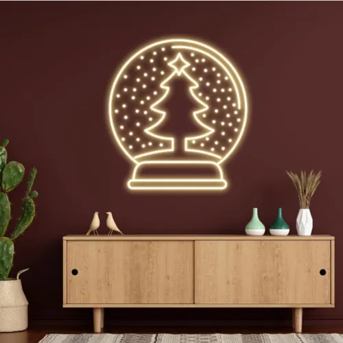 Warmie Merry Christmas Snowglobe Neon Sign - Custom Hats Now