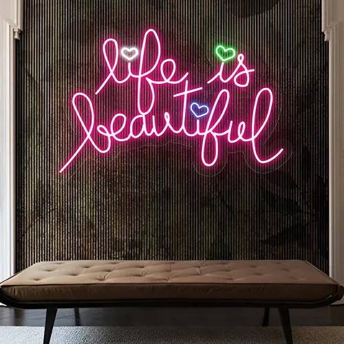 Life Is Beautiful Neon Sign - Custom Hats Now