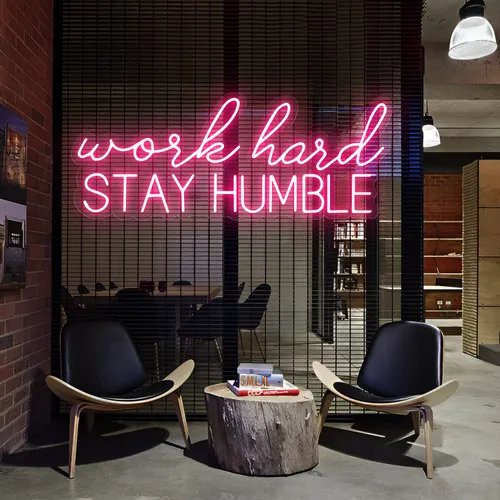 Work Hard Stay Humble Neon Sign - Custom Hats Now