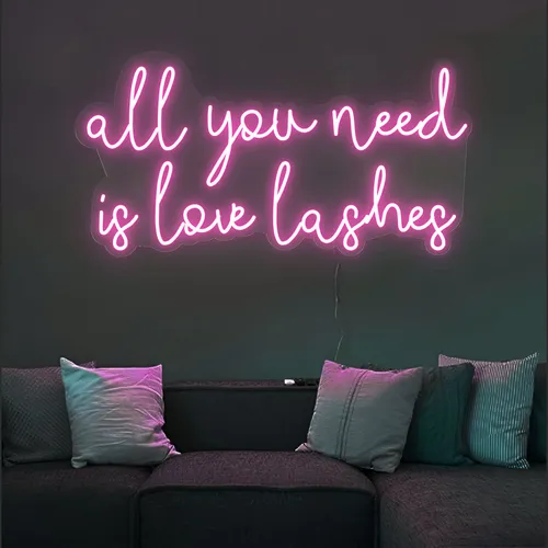 All You Need is Love Lashes Neon Sign - Custom Hats Now