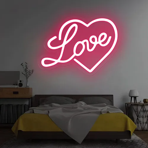 Heart Love Neon Sign - Custom Hats Now