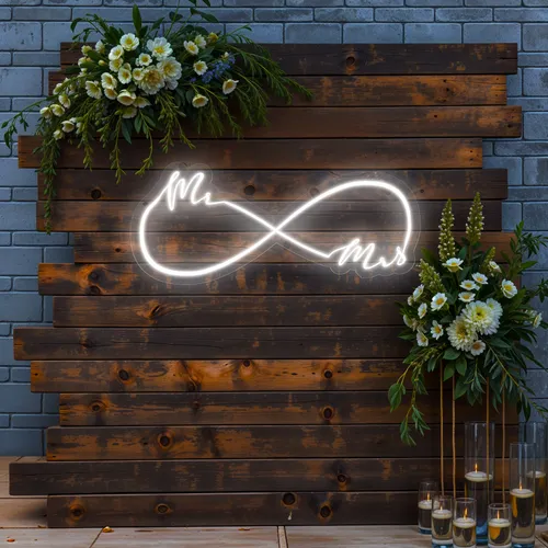 Mr and Mrs Infinity Wedding Neon Sign - Custom Hats Now
