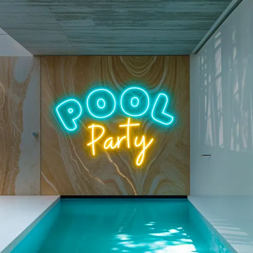 Pool Party Large Neon Sign - Custom Hats Now
