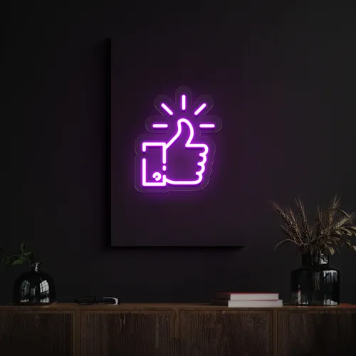 Purple Thumbs Up Neon Sign - Custom Hats Now