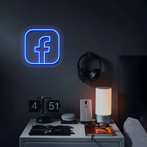 Facebook Logo Neon Sign - Custom Hats Now