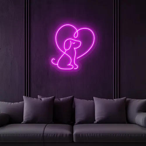 Scribble Dog Heart Neon Sign - Custom Hats Now