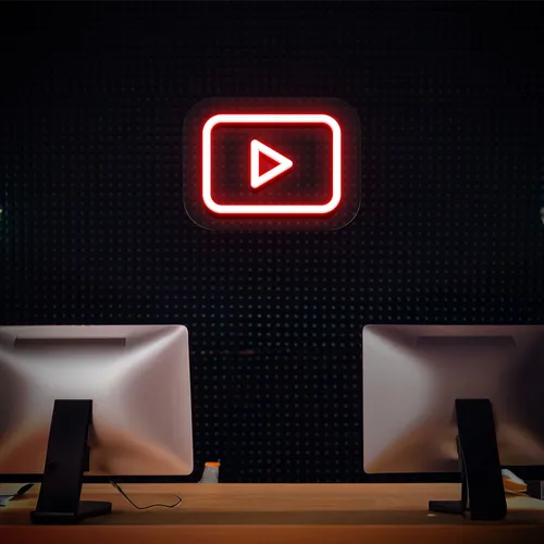 Youtube Play Button Neon Sign - Custom Hats Now