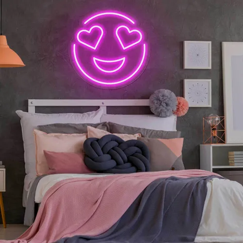 In Love Emoji Neon Sign - Custom Hats Now