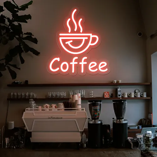 Thrilled Coffee Neon Sign - Custom Hats Now