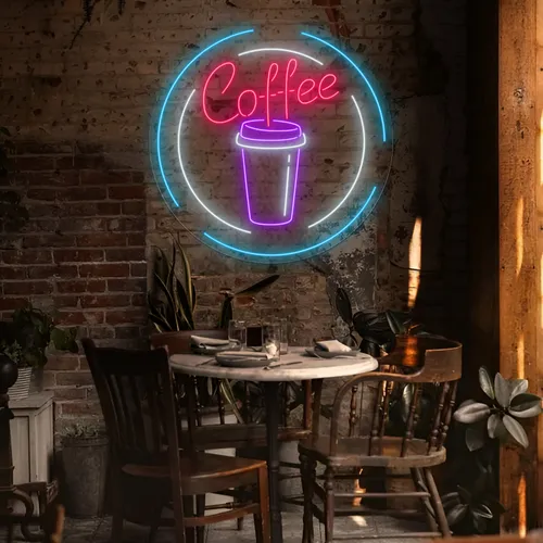 Custom Coffee Cup Neon Sign - Custom Hats Now