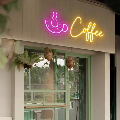 Donut Coffee Neon Sign - Custom Hats Now
