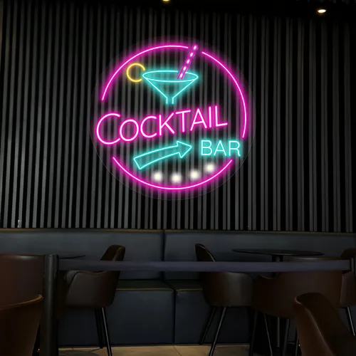 Radiant Cocktail Bar Neon Sign - Custom Hats Now